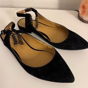 Suede sling back flats